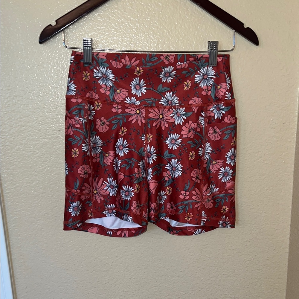 Gilly Hicks Floral Red Bike Shorts